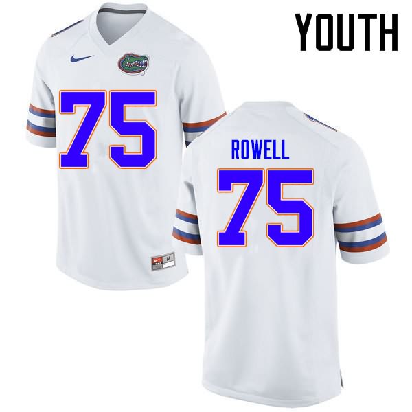 Youth NCAA Florida Gators Tanner Rowell #75 Stitched Authentic Nike White College Football Jersey UPY3365EI